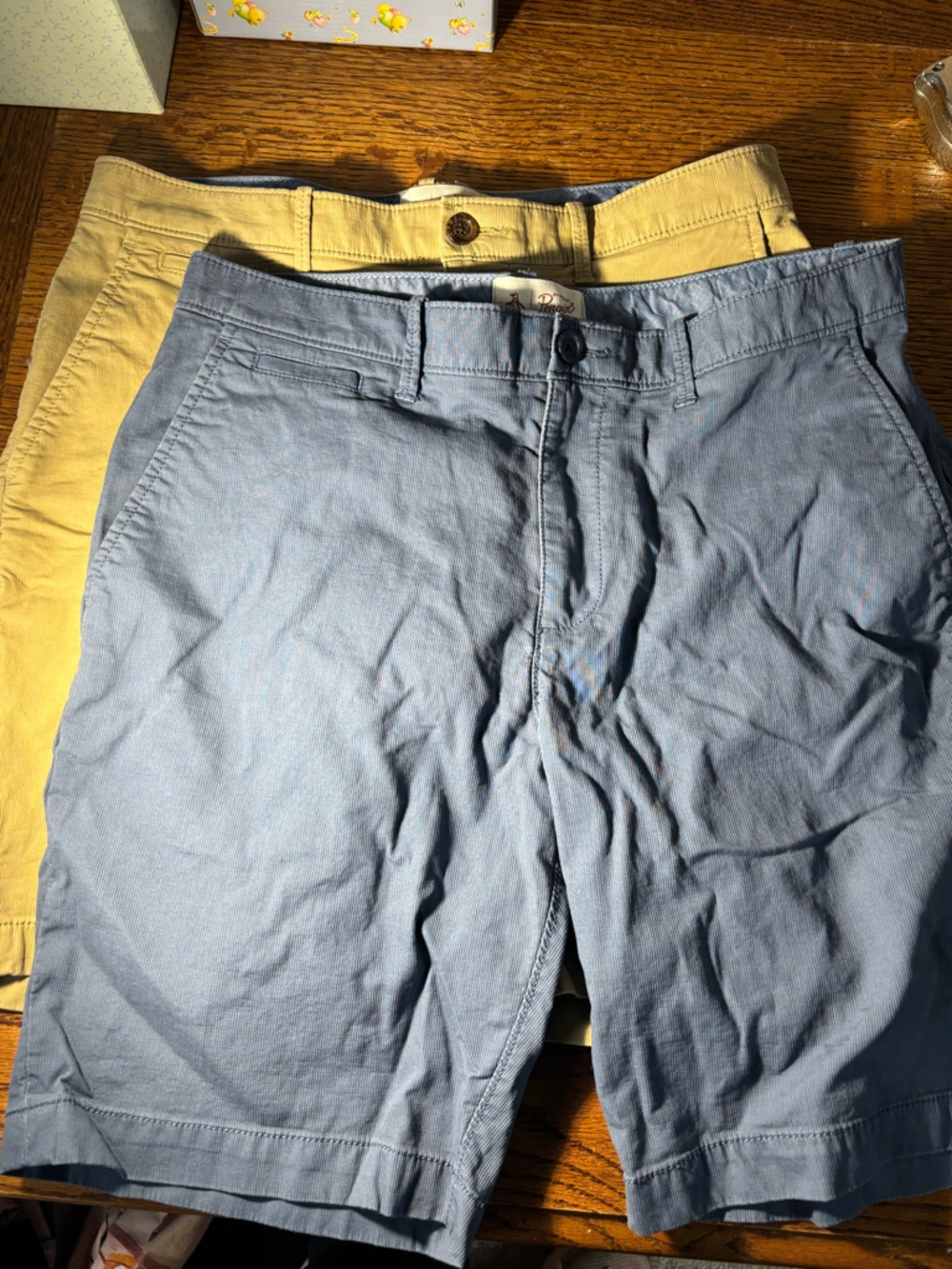 Lot of 2 Original Penguin shorts, Blue and Tan, 33